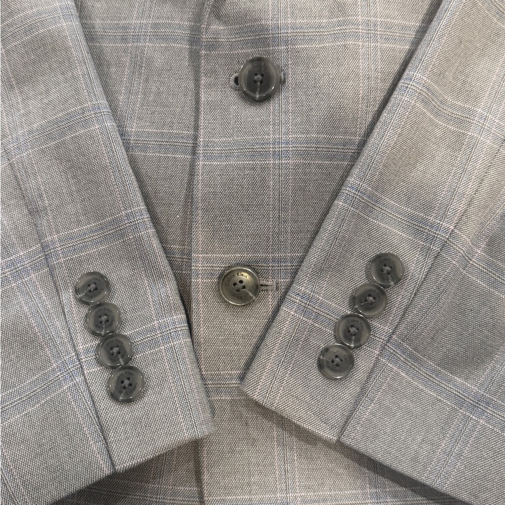 Calvin Klein Charcoal Checkered Blazer - Picture 5 of 8